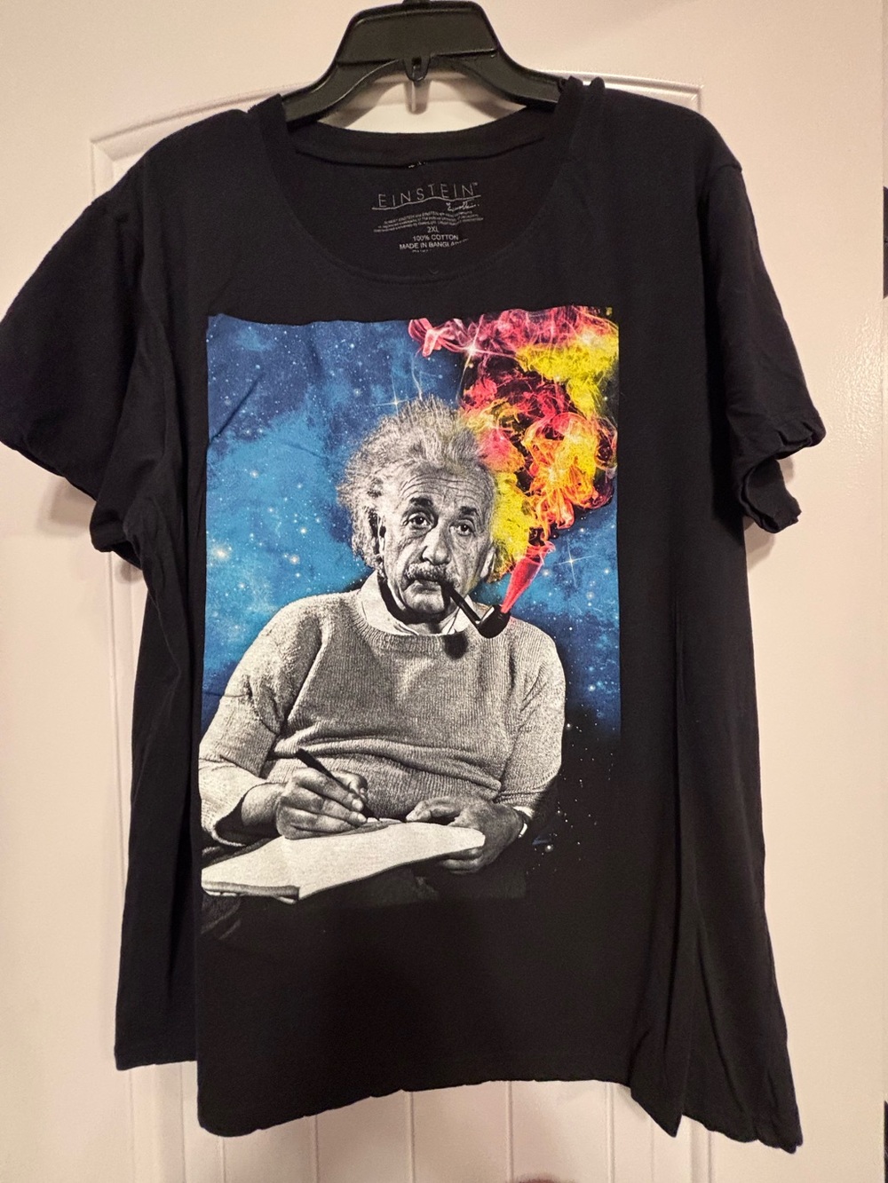 Einstein Graphic Tee with Colorful Smoke, Cotton, 2xl